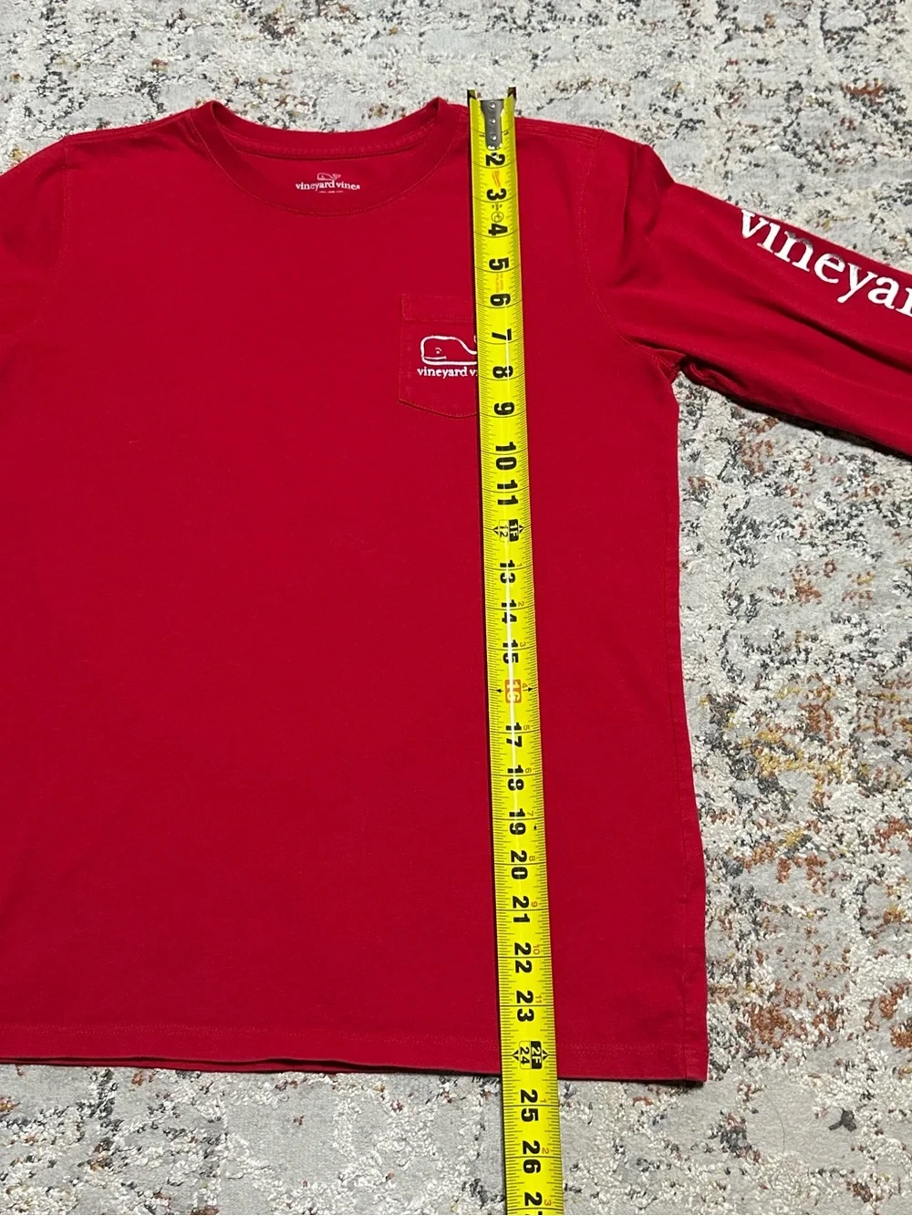 Vineyard Vines kids Vintage Whale Long-Sleeve Pocket Tee size XL Red